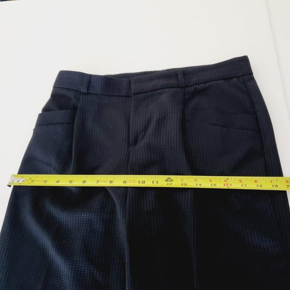 Banana Republic Pants Straight Drape High Rise Tapered Dotted Black Navy 8 - Picture 12 of 14